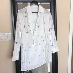 Ann Demeulemeester goth upside down cross shirt with belt